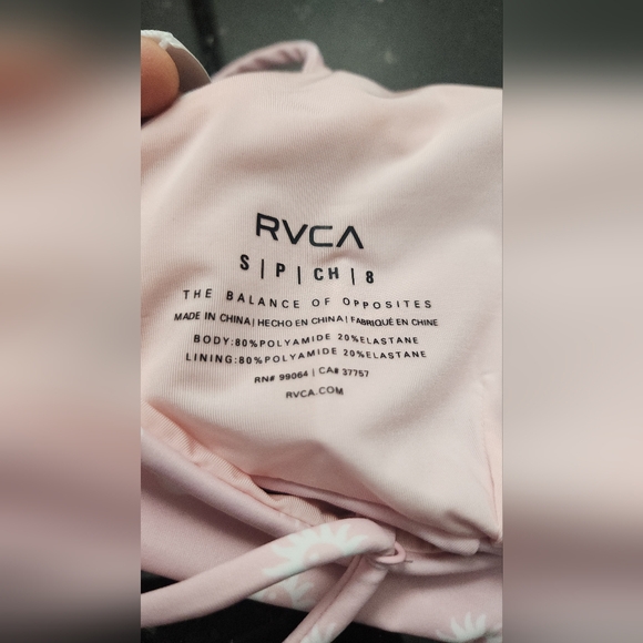RVCA Balance Act Pink /White Ying Yang Print Bralette Bikini Top. Size: S. NWT - Picture 10 of 11